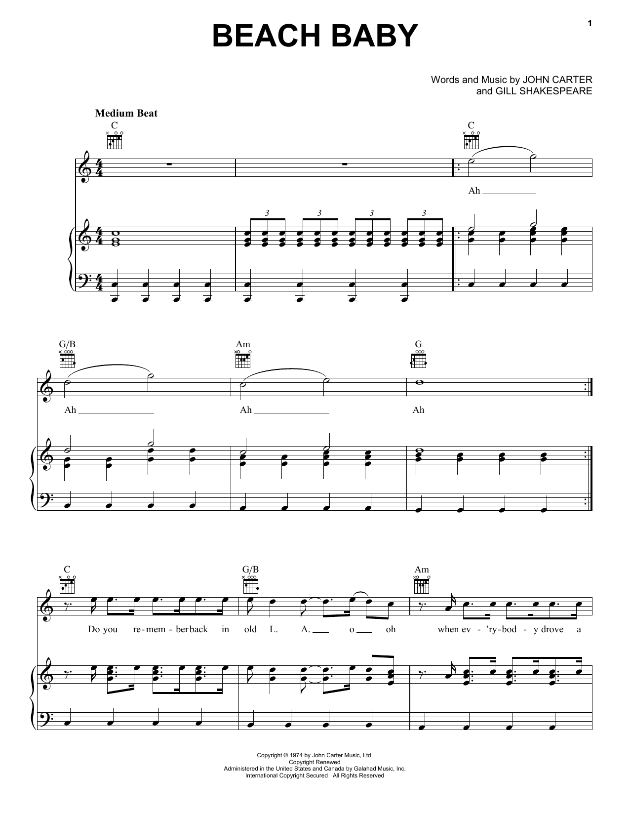 The First Class Beach Baby sheet music notes and chords arranged for Lead Sheet / Fake Book