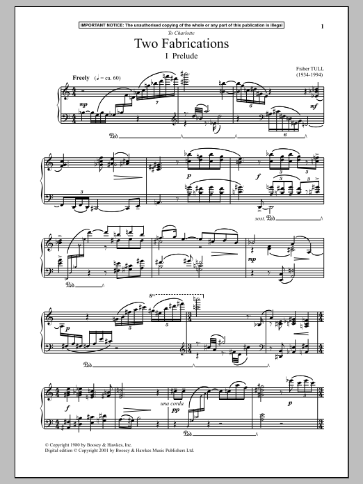 Fisher Tull Two Fabrications (Prelude) sheet music notes and chords arranged for Piano Solo
