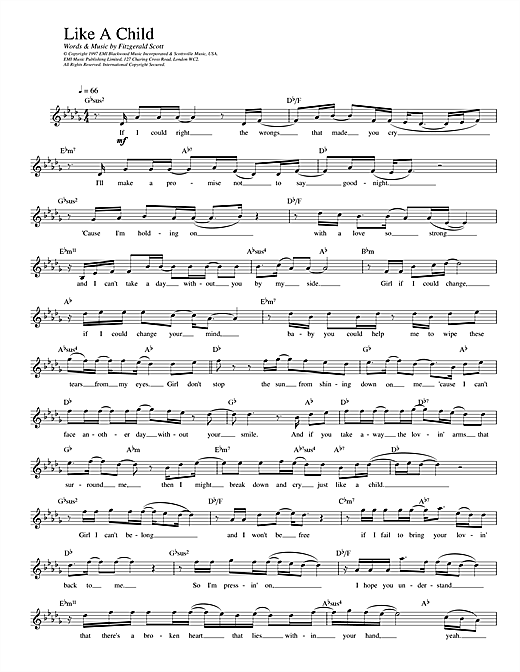 Fitzgerald Scott Like A Child sheet music notes and chords. Download Printable PDF.
