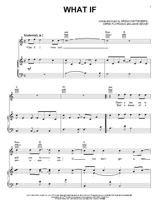 Five For Fighting What If sheet music notes and chords arranged for Piano, Vocal & Guitar Chords (Right-Hand Melody)
