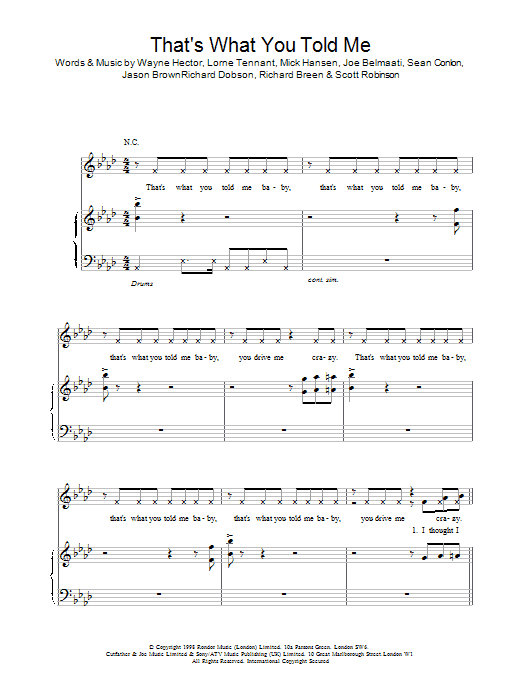 Five That's What You Told Me sheet music notes and chords arranged for Piano, Vocal & Guitar Chords