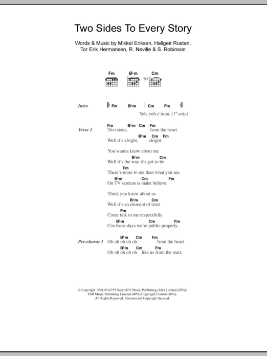 Five Two Sides To Every Story sheet music notes and chords arranged for Guitar Chords/Lyrics