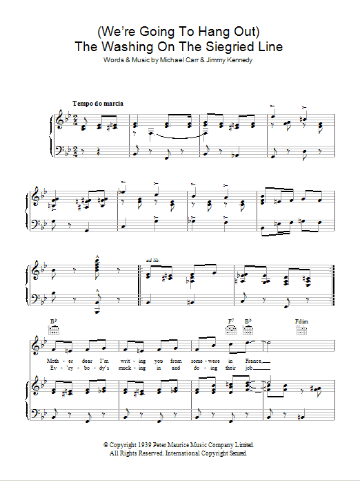 Flanagan & Allen The Washing On The Siegfried Line sheet music notes and chords arranged for Piano, Vocal & Guitar Chords