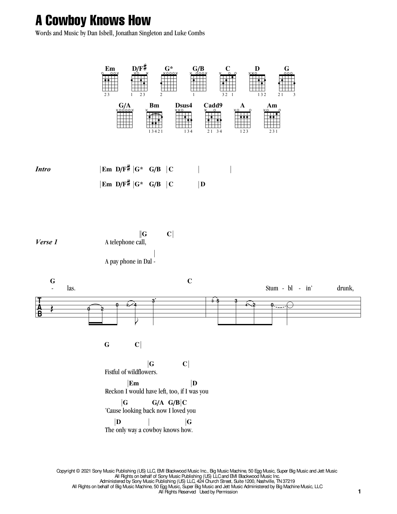 Flatland Cavalry A Cowboy Knows How sheet music notes and chords arranged for Guitar Chords/Lyrics