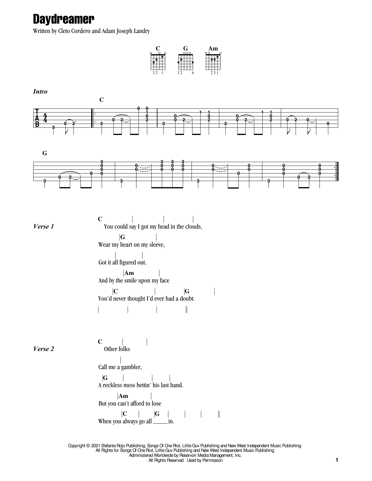 Flatland Cavalry Daydreamer sheet music notes and chords arranged for Guitar Chords/Lyrics