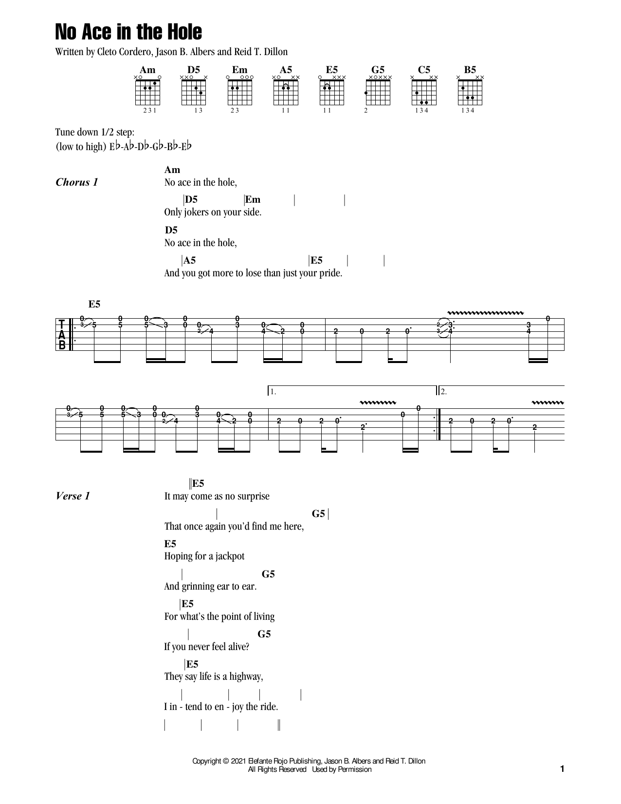 Flatland Cavalry No Ace In The Hole sheet music notes and chords arranged for Guitar Chords/Lyrics