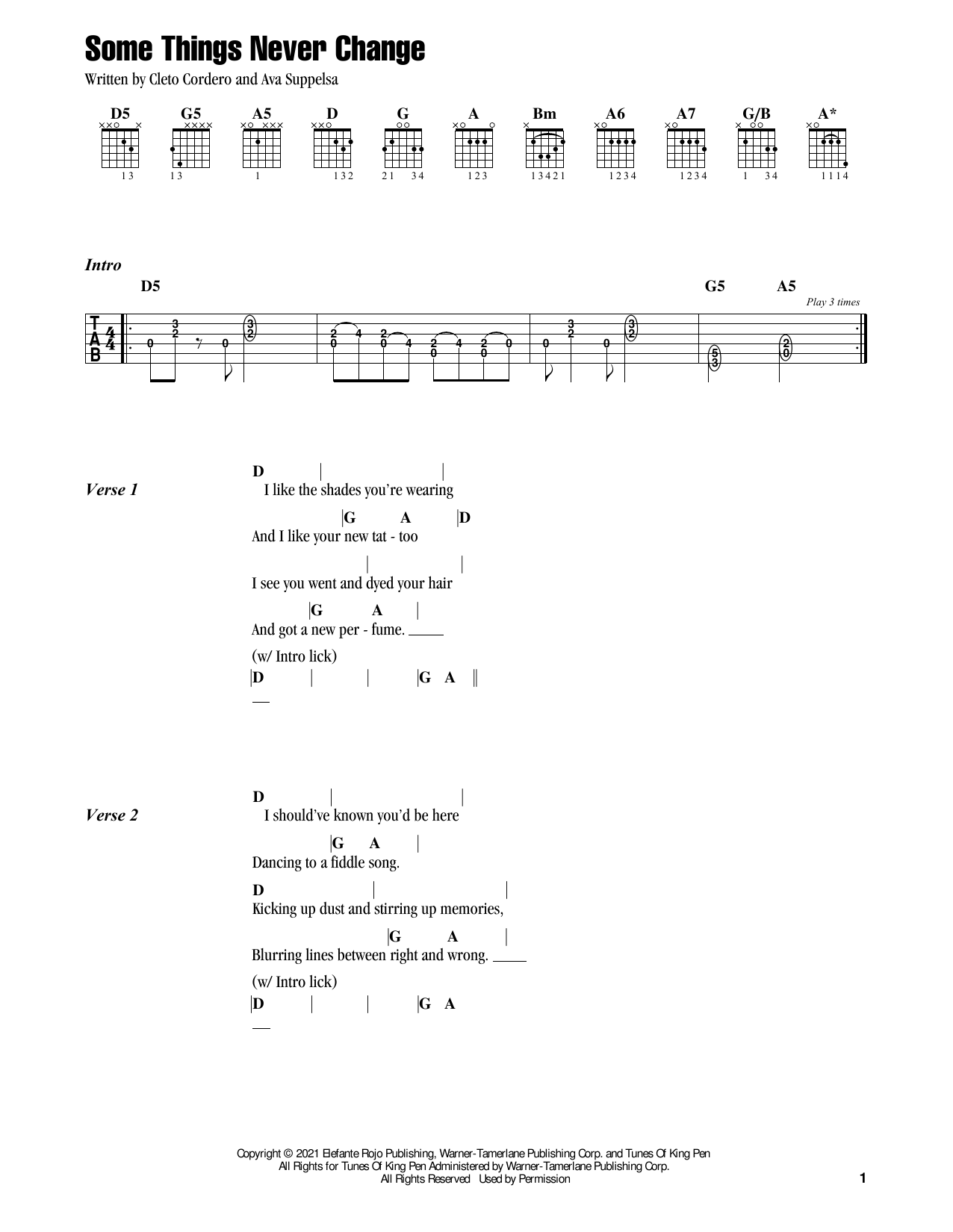 Flatland Cavalry Some Things Never Change sheet music notes and chords arranged for Guitar Chords/Lyrics