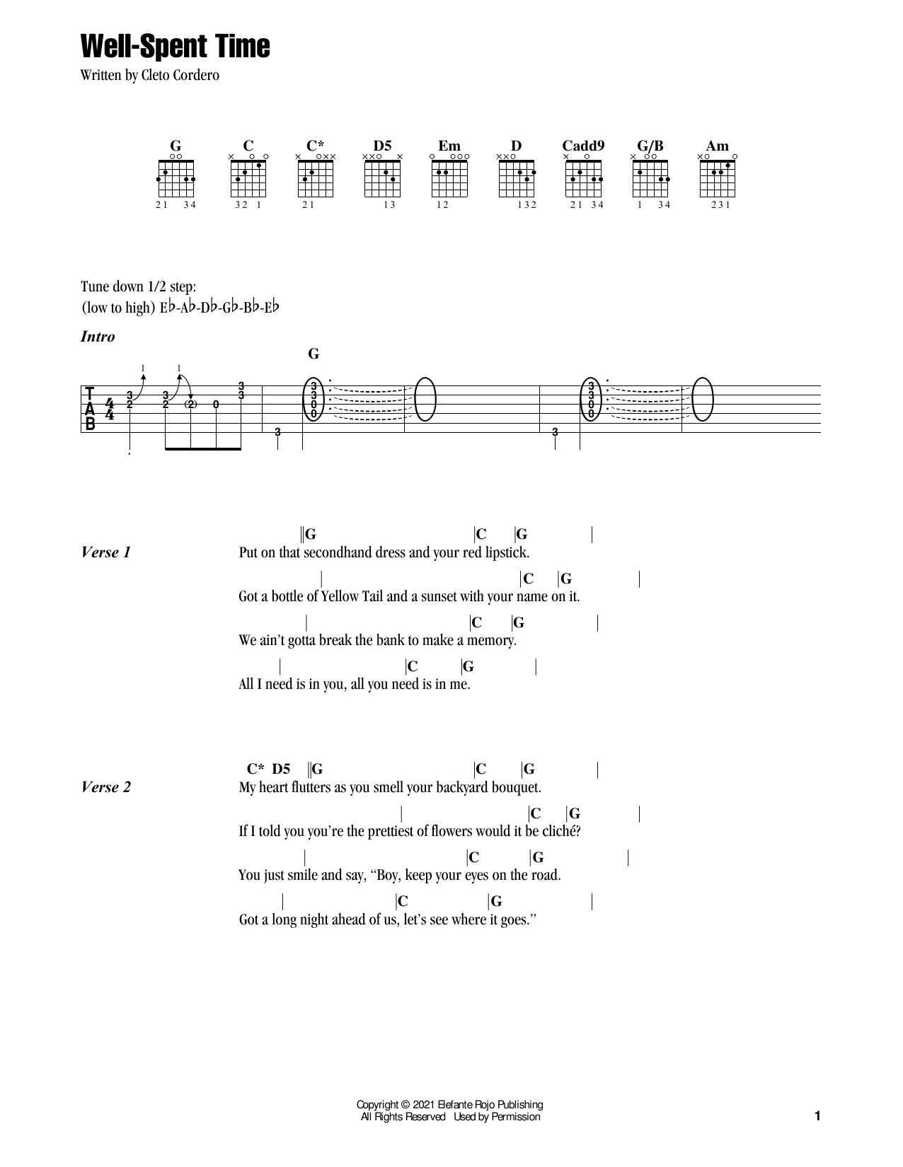 Flatland Cavalry Well-Spent Time sheet music notes and chords arranged for Guitar Chords/Lyrics