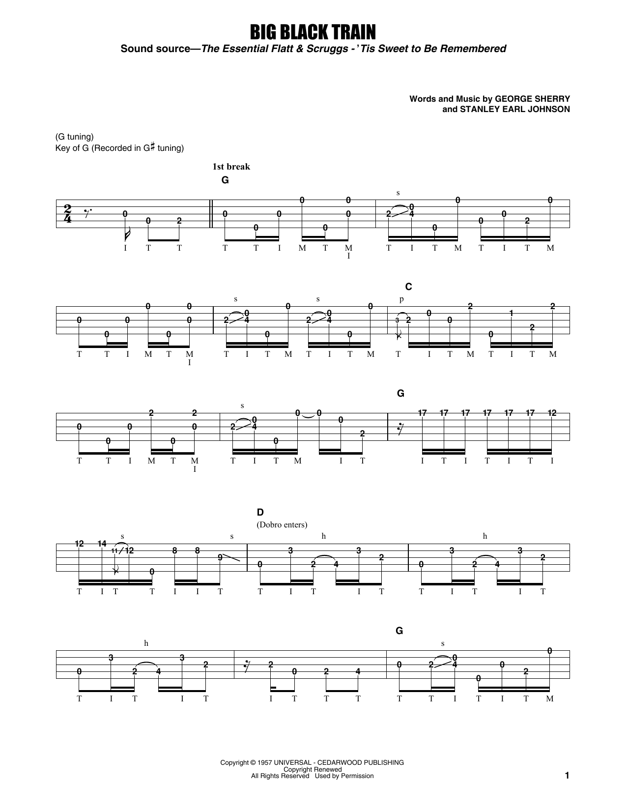 Flatt & Scruggs Big Black Train sheet music notes and chords arranged for Banjo Tab