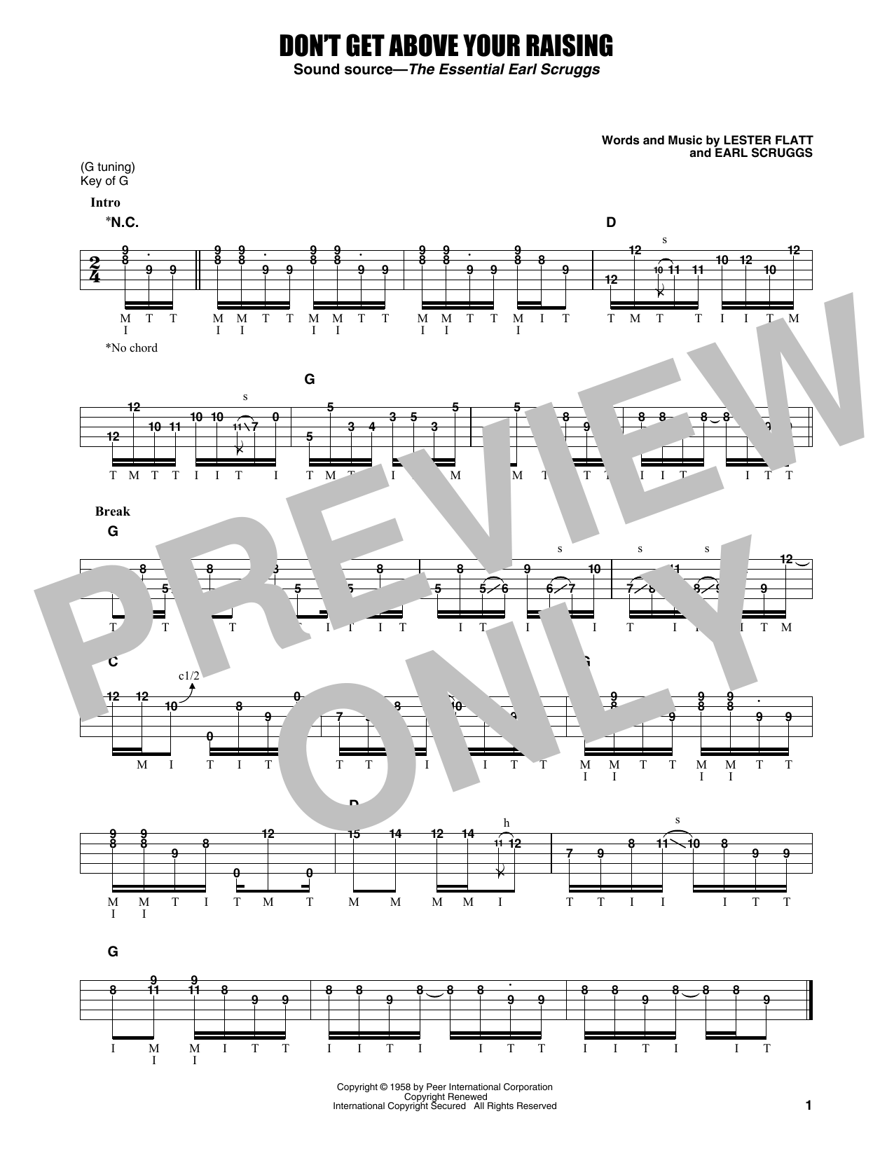 Flatt & Scruggs Don't Get Above Your Raising sheet music notes and chords arranged for Banjo Tab