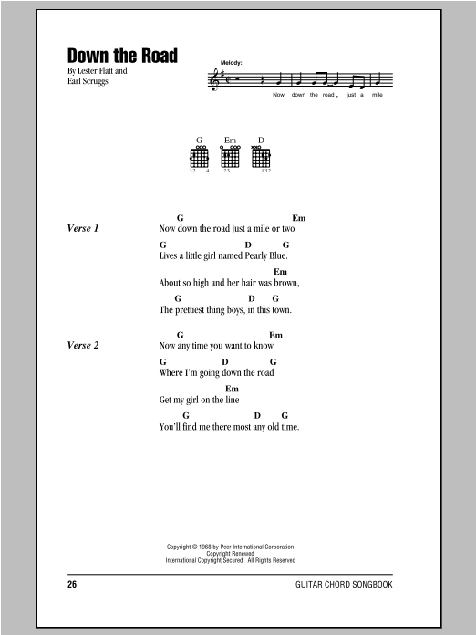 Flatt & Scruggs Down The Road sheet music notes and chords arranged for Banjo Tab