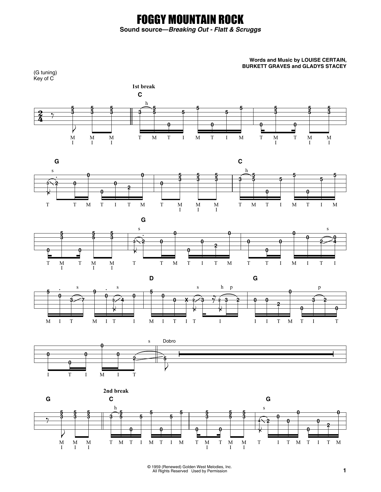 Flatt & Scruggs Foggy Mountain Rock sheet music notes and chords arranged for Banjo Tab