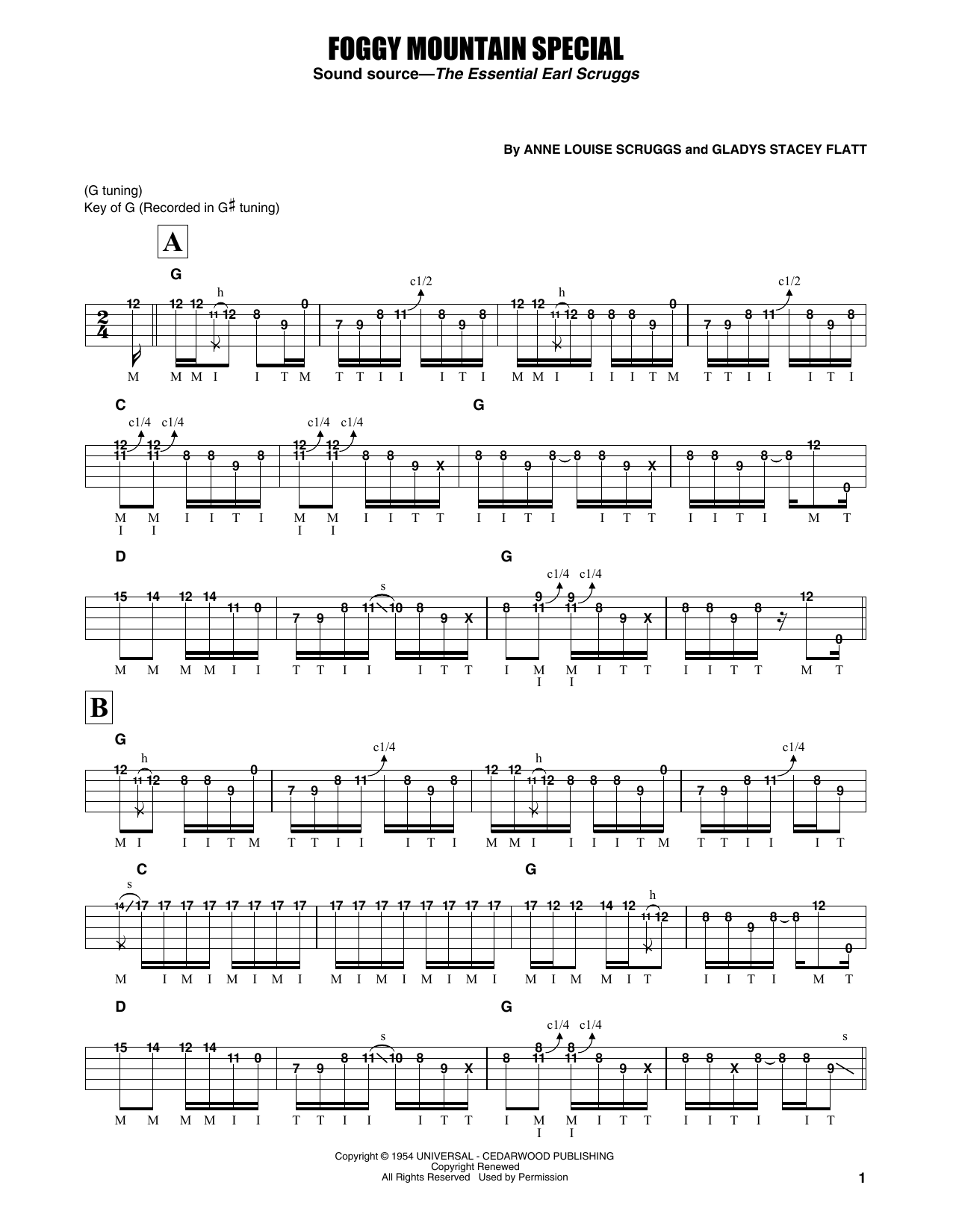 Flatt & Scruggs Foggy Mountain Special sheet music notes and chords arranged for Banjo Tab