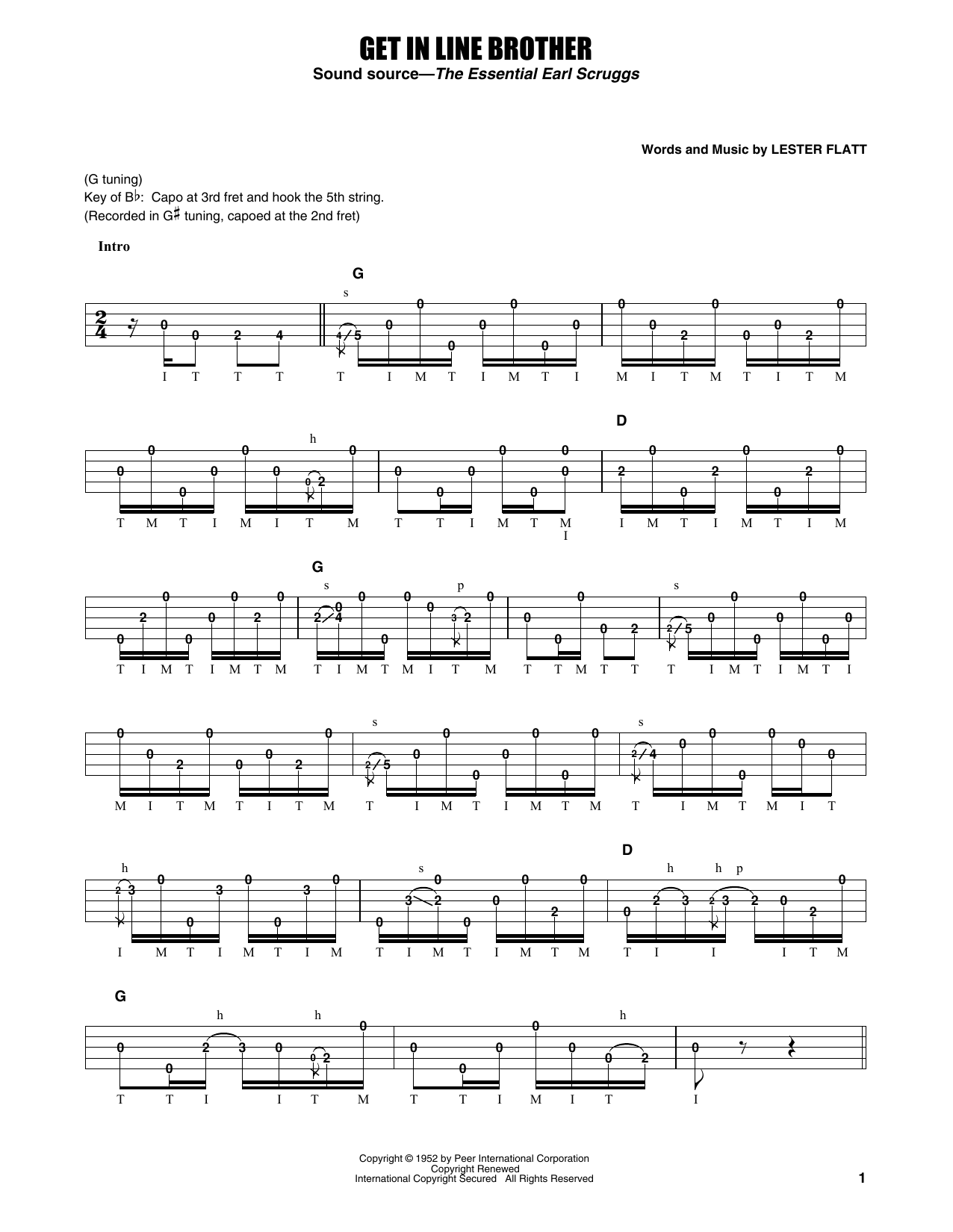 Flatt & Scruggs Get In Line Brother sheet music notes and chords arranged for Real Book – Melody, Lyrics & Chords