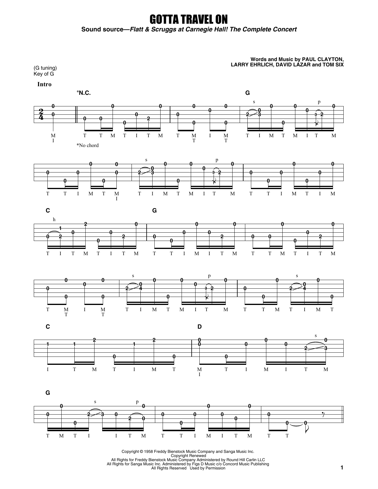 Flatt & Scruggs Gotta Travel On sheet music notes and chords arranged for Banjo Tab