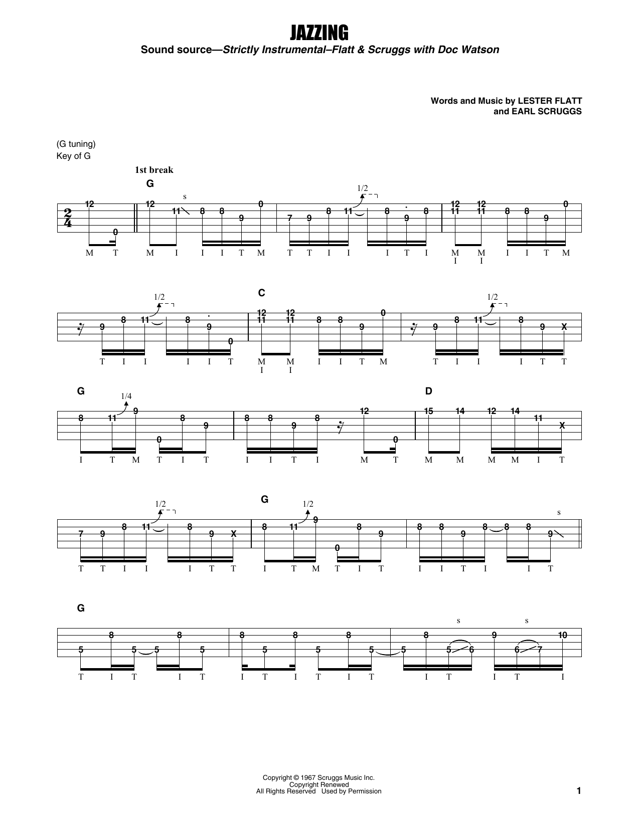 Flatt & Scruggs Jazzing sheet music notes and chords arranged for Banjo Tab