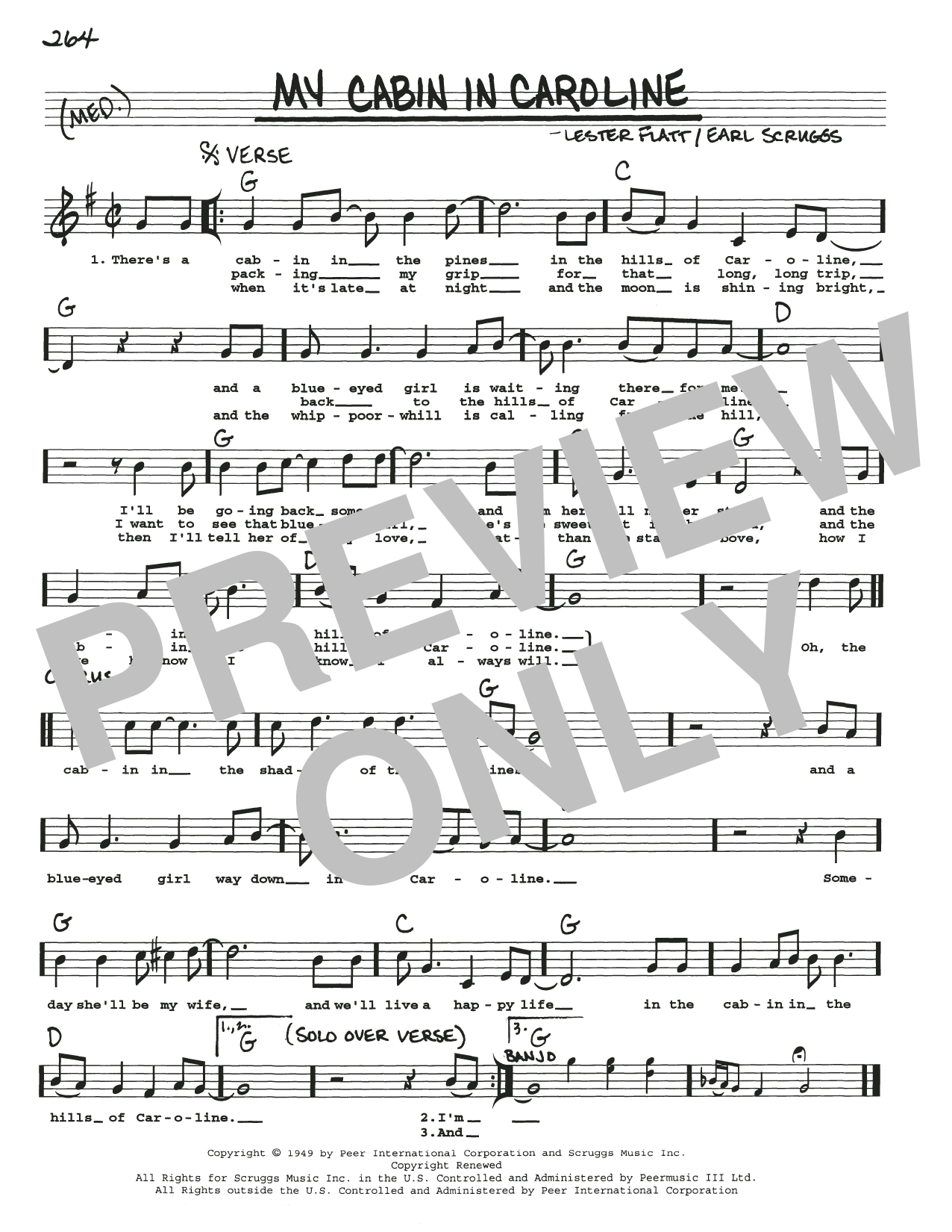 Flatt & Scruggs My Cabin In Caroline sheet music notes and chords arranged for Real Book – Melody, Lyrics & Chords