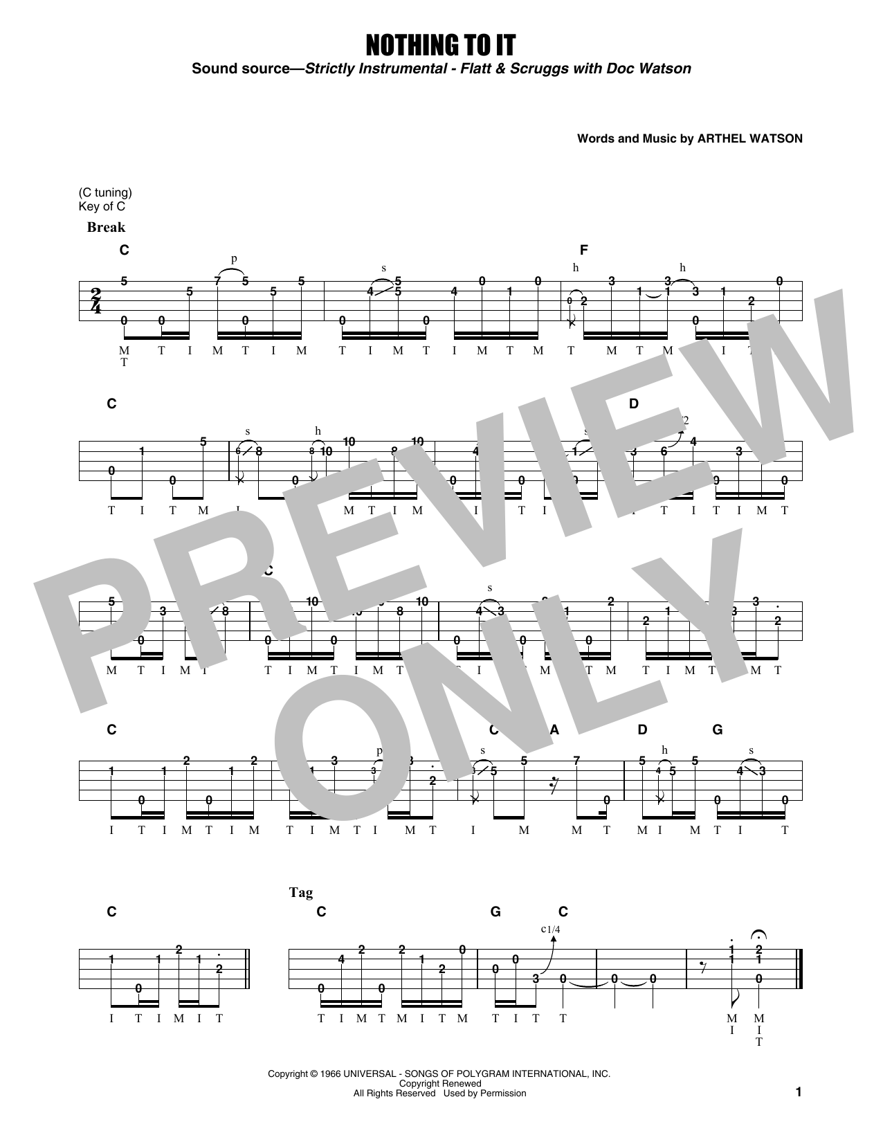 Flatt & Scruggs Nothing To It sheet music notes and chords arranged for Banjo Tab