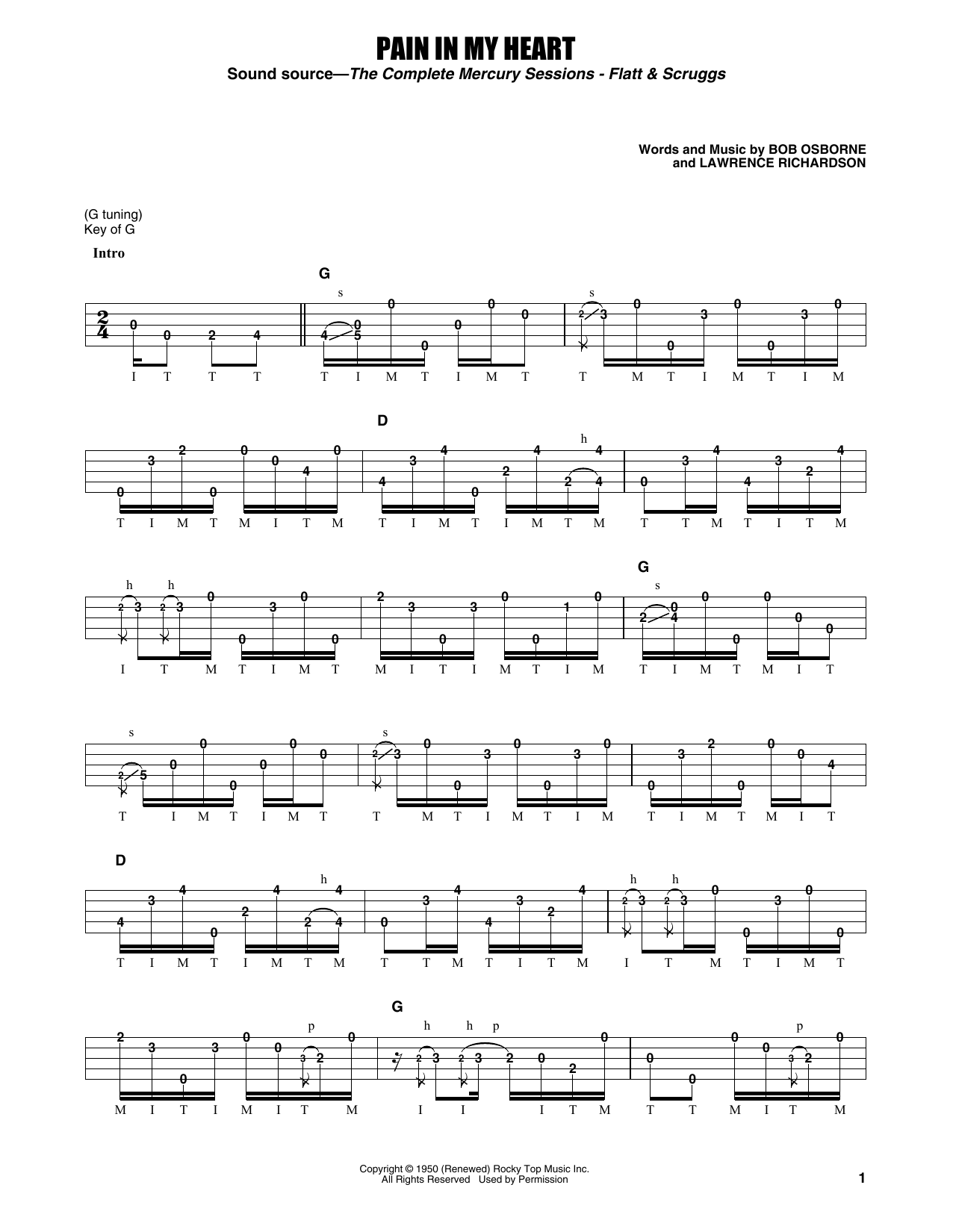 Flatt & Scruggs Pain In My Heart sheet music notes and chords arranged for Banjo Tab