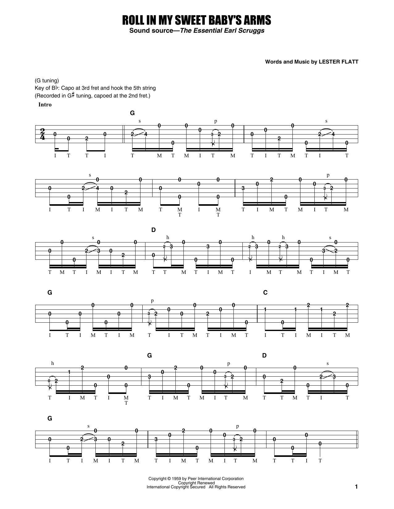 Flatt & Scruggs Roll In My Sweet Baby's Arms sheet music notes and chords arranged for Banjo Tab