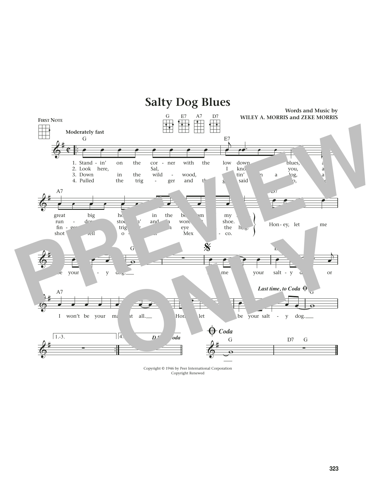 Flatt & Scruggs Salty Dog Blues (from The Daily Ukulele) (arr. Jim Beloff) sheet music notes and chords arranged for Ukulele