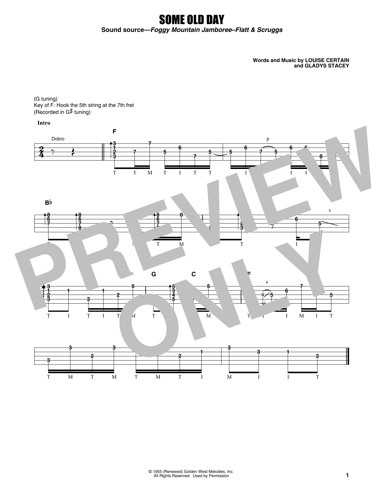 Flatt & Scruggs Some Old Day sheet music notes and chords arranged for Banjo Tab