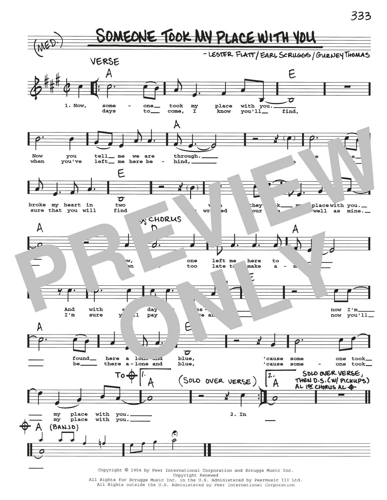 Flatt & Scruggs Someone Took My Place With You sheet music notes and chords arranged for Real Book – Melody, Lyrics & Chords