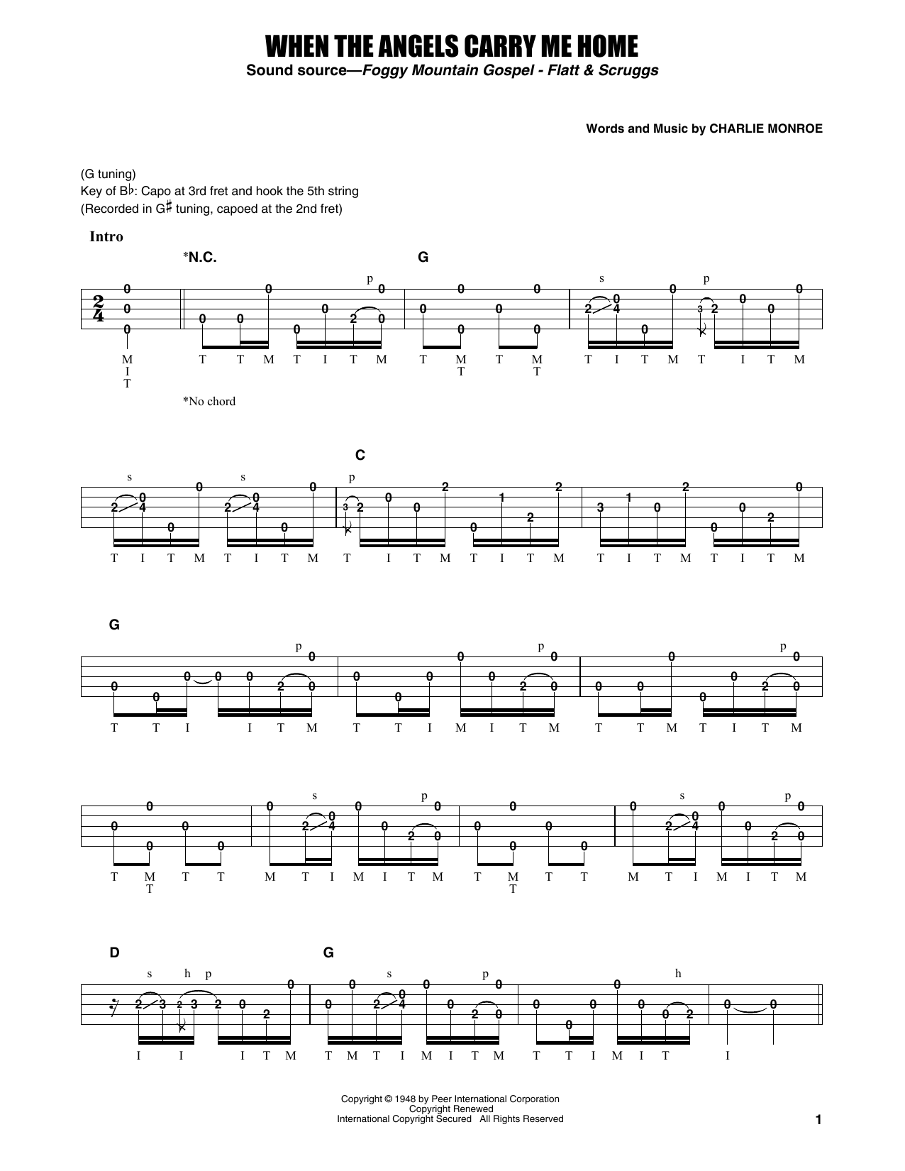 Flatt & Scruggs When The Angels Carry Me Home sheet music notes and chords arranged for Banjo Tab