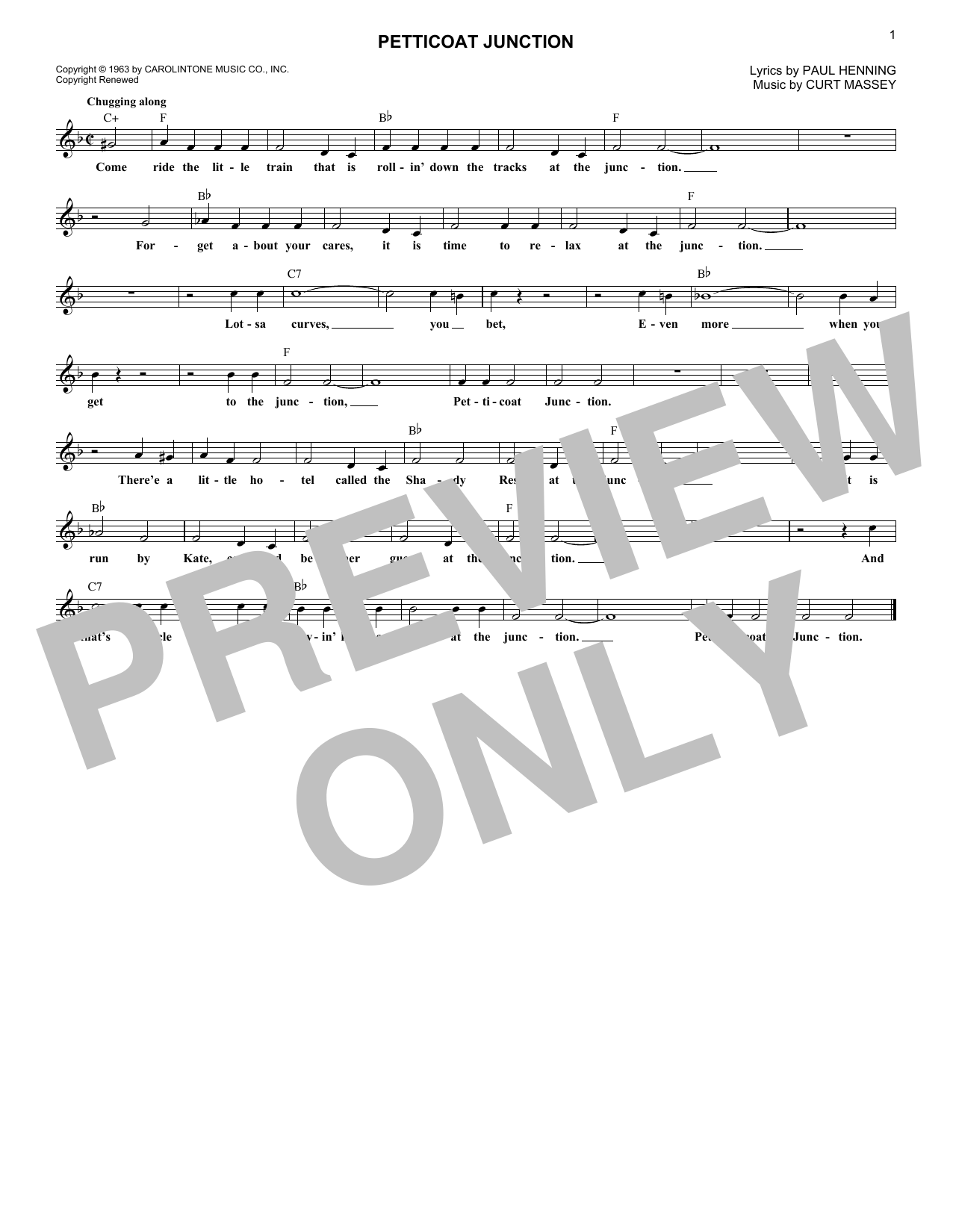 Flatt and Scruggs Petticoat Junction sheet music notes and chords arranged for Lead Sheet / Fake Book