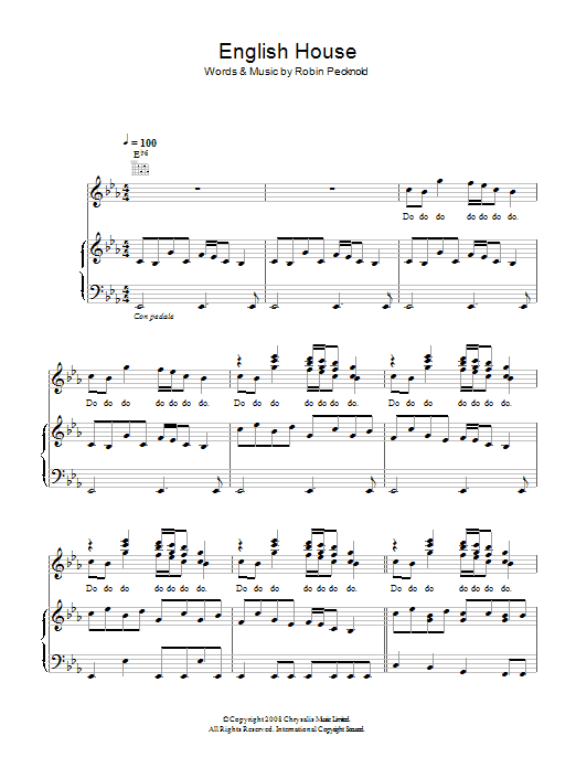 Fleet Foxes English House sheet music notes and chords arranged for Piano, Vocal & Guitar Chords