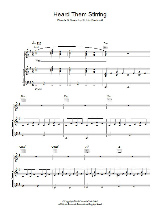 Fleet Foxes Heard Them Stirring sheet music notes and chords arranged for Piano, Vocal & Guitar Chords
