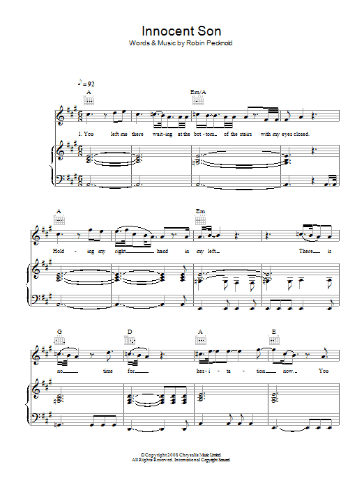 Fleet Foxes Innocent Son sheet music notes and chords arranged for Piano, Vocal & Guitar Chords