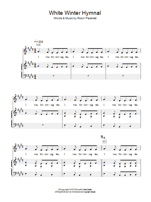 Fleet Foxes White Winter Hymnal sheet music notes and chords arranged for Ukulele