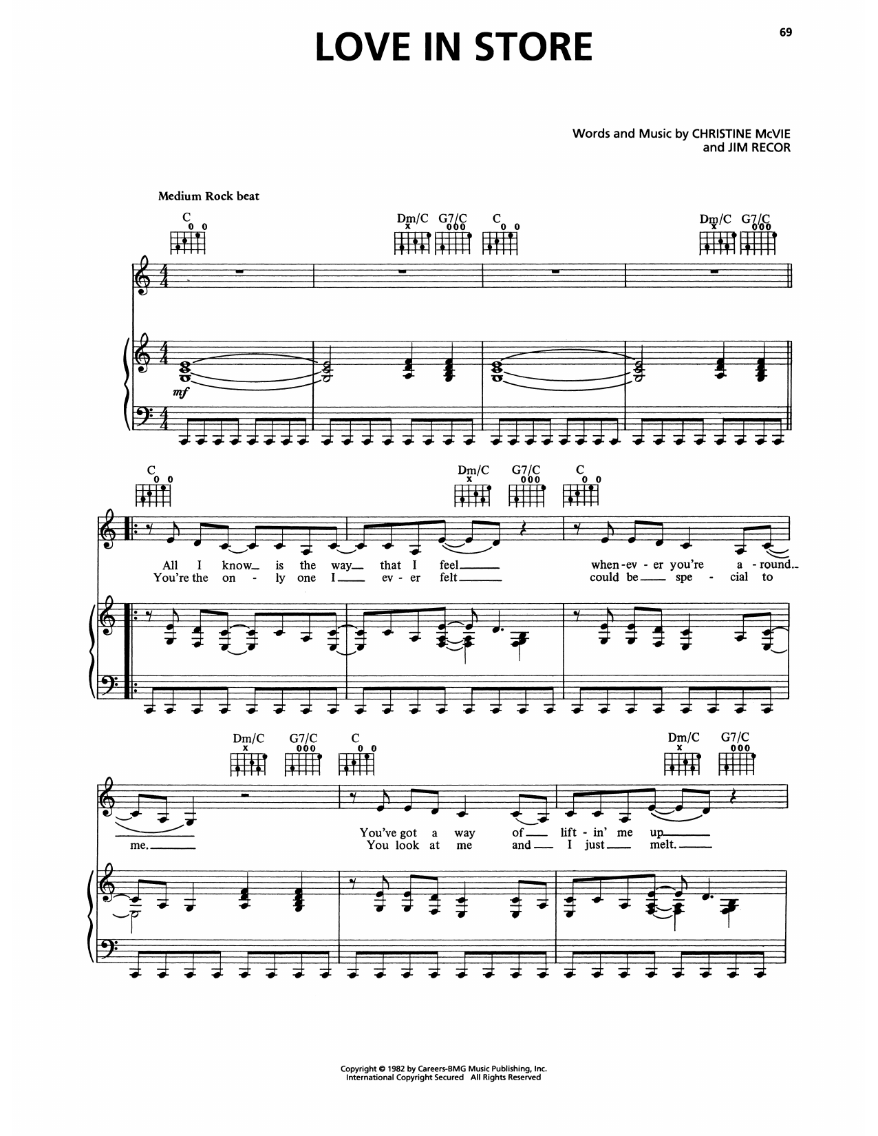 Fleetwood Mac Love In Store sheet music notes and chords arranged for Piano, Vocal & Guitar Chords (Right-Hand Melody)