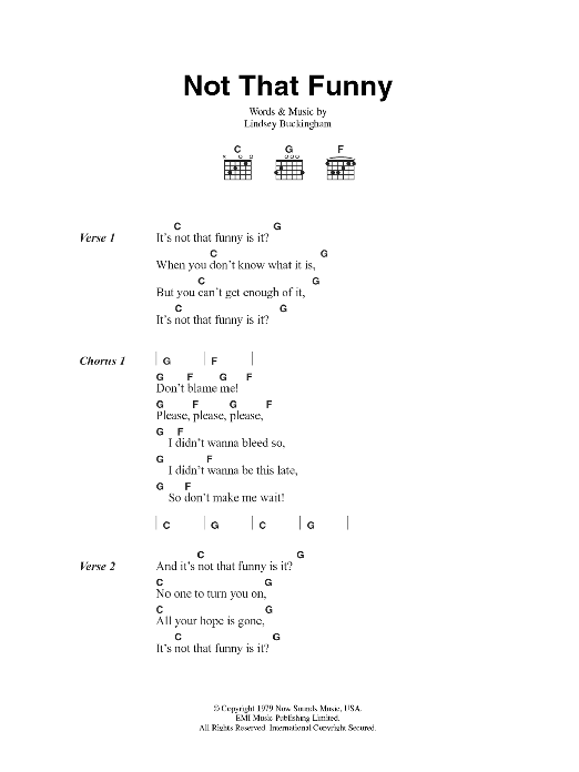 Fleetwood Mac Not That Funny sheet music notes and chords arranged for Guitar Chords/Lyrics