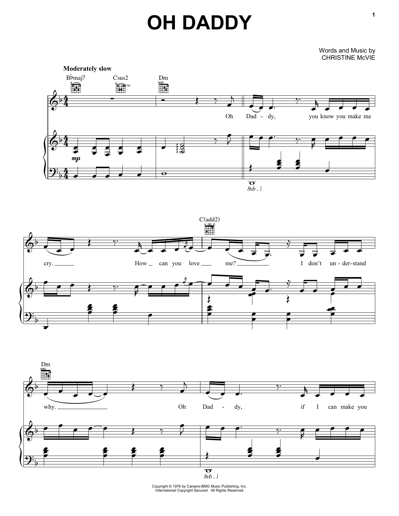 Fleetwood Mac Oh Daddy sheet music notes and chords arranged for Guitar Chords/Lyrics