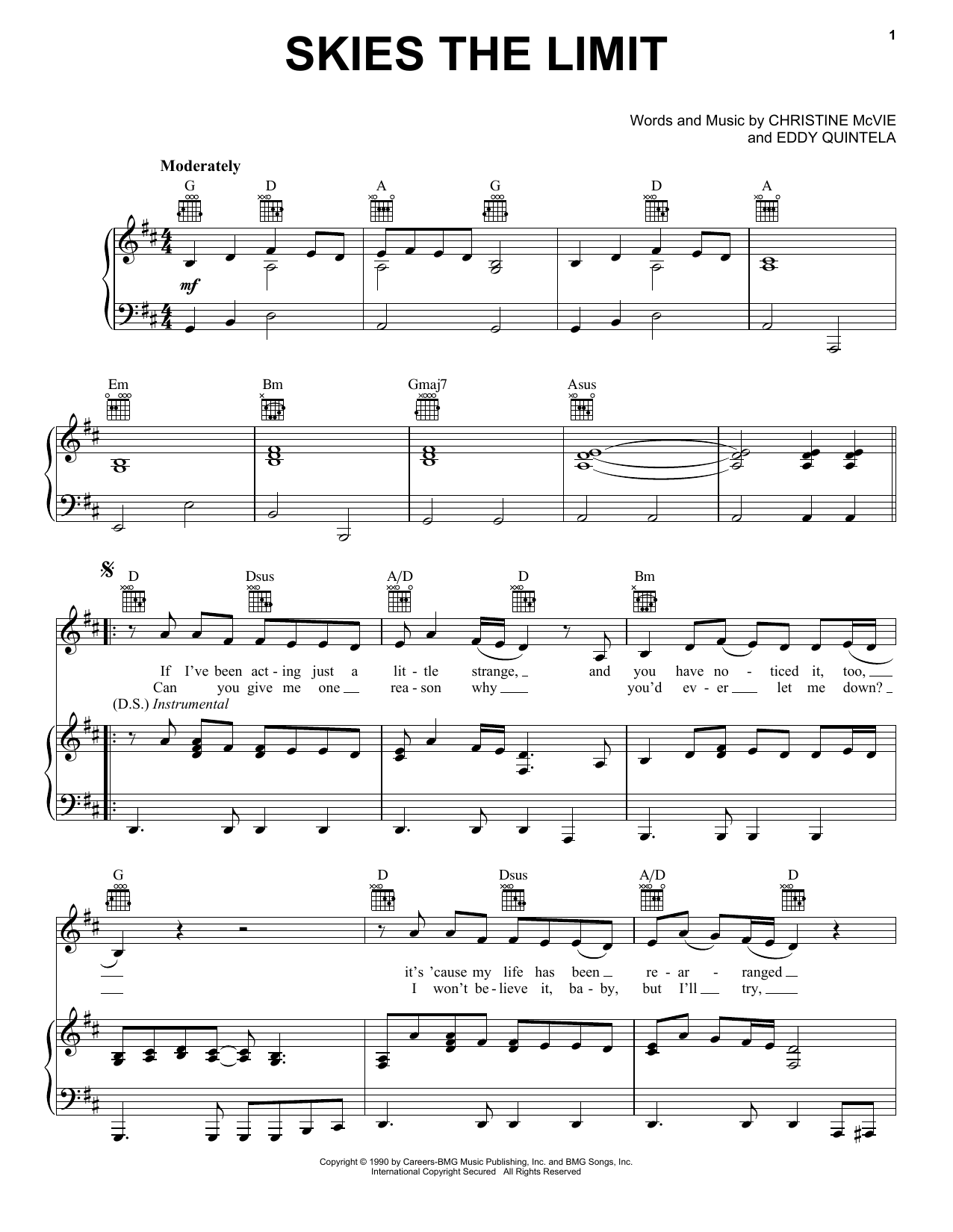 Fleetwood Mac Skies The Limit sheet music notes and chords arranged for Piano, Vocal & Guitar Chords (Right-Hand Melody)