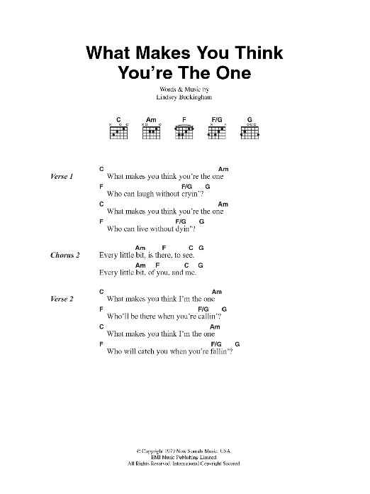 Fleetwood Mac What Makes You Think You're The One sheet music notes and chords arranged for Guitar Chords/Lyrics