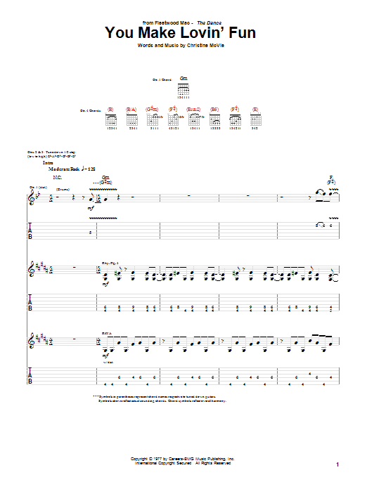 Fleetwood Mac You Make Lovin' Fun sheet music notes and chords arranged for Guitar Tab (Single Guitar)