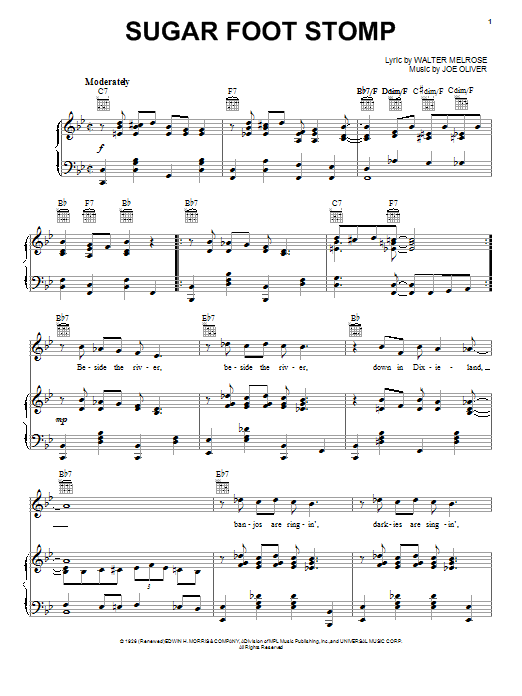 Fletcher Henderson Sugar Foot Stomp sheet music notes and chords arranged for Piano, Vocal & Guitar Chords (Right-Hand Melody)