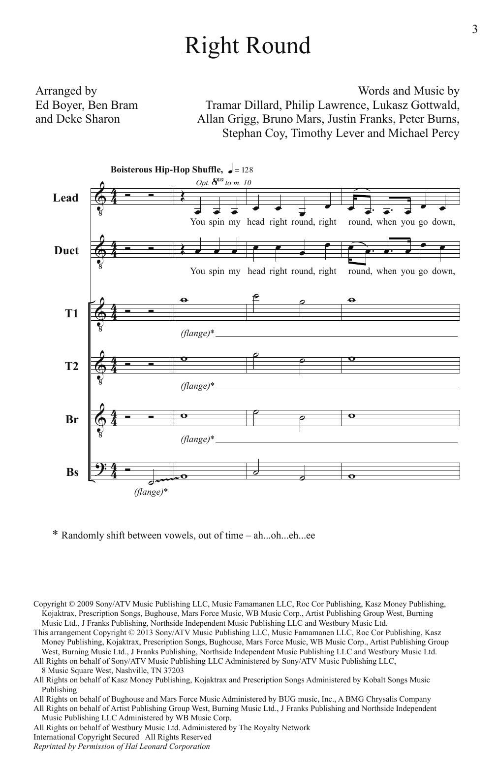 Flo Rida Right Round (arr. Deke Sharon) sheet music notes and chords arranged for TTBB Choir