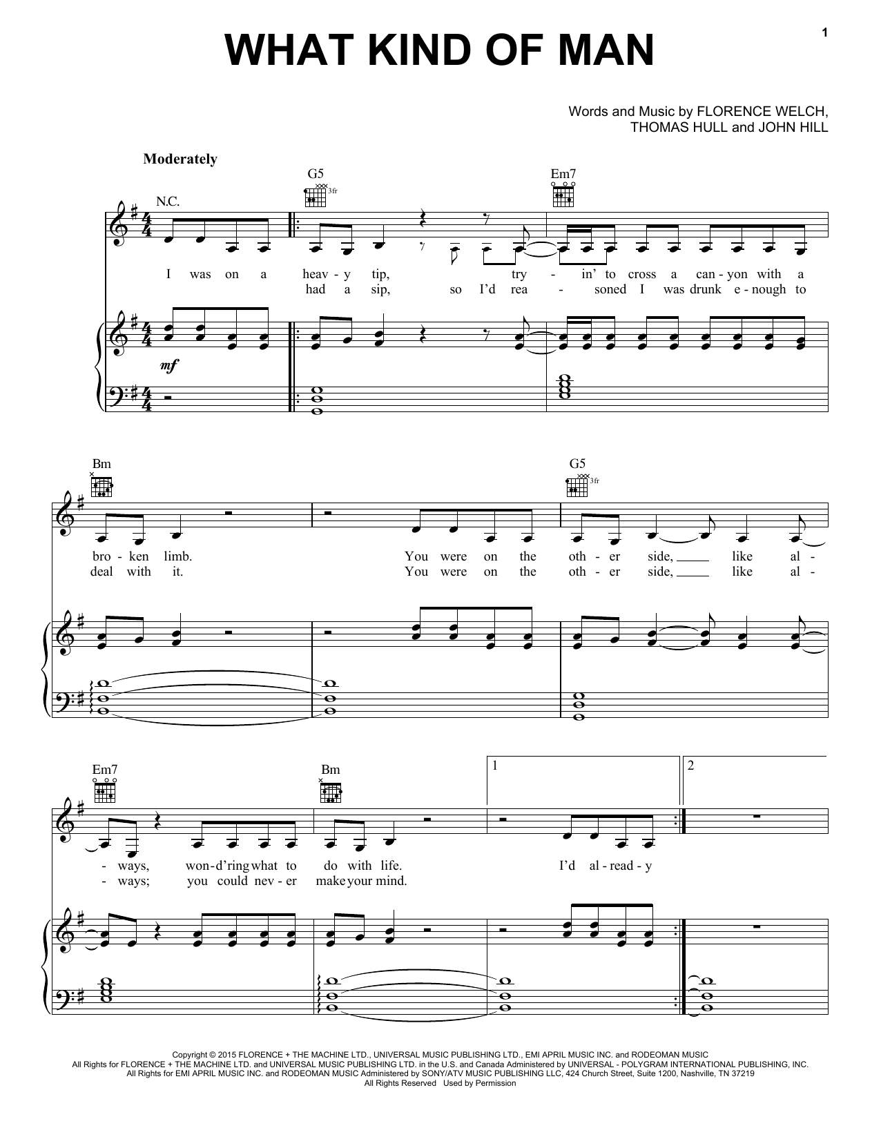 Florence And The Machine What Kind Of Man sheet music notes and chords arranged for Piano, Vocal & Guitar Chords (Right-Hand Melody)