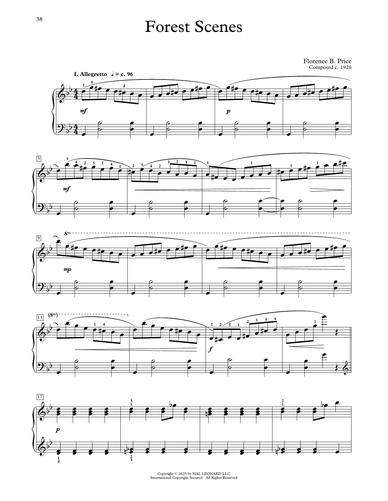 Florence Price Forest Scenes sheet music notes and chords arranged for Educational Piano