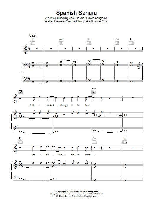 Foals Spanish Sahara sheet music notes and chords arranged for Piano, Vocal & Guitar Chords