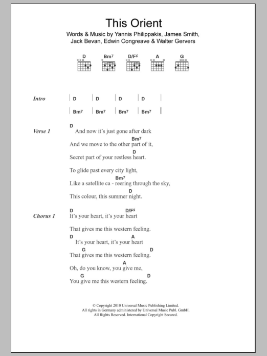 Foals This Orient sheet music notes and chords arranged for Guitar Chords/Lyrics