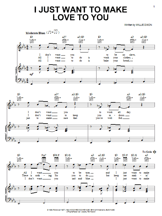 Foghat I Just Want To Make Love To You sheet music notes and chords arranged for Guitar Tab