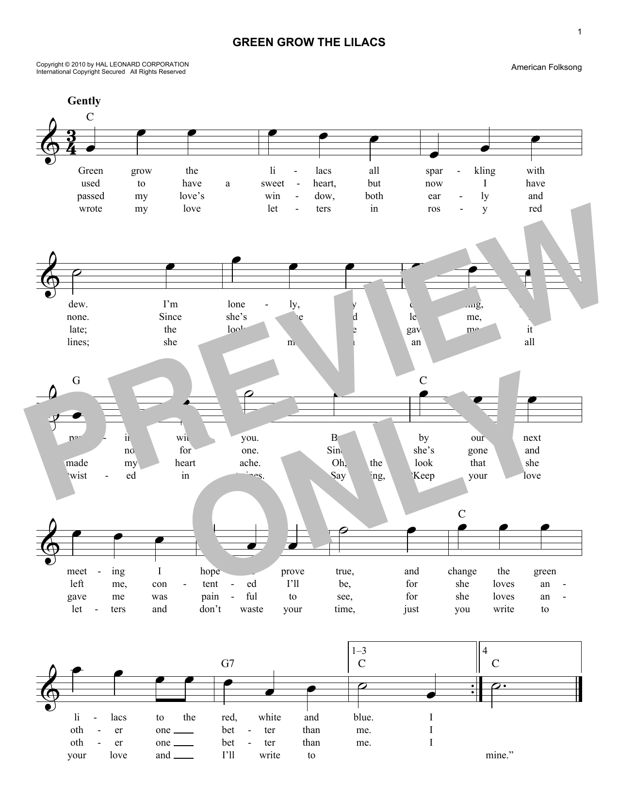 Folk Song Green Grow The Lilacs sheet music notes and chords arranged for Lead Sheet / Fake Book