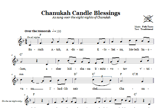 Folk Tune Chanukah Candle Blessings sheet music notes and chords arranged for Lead Sheet / Fake Book