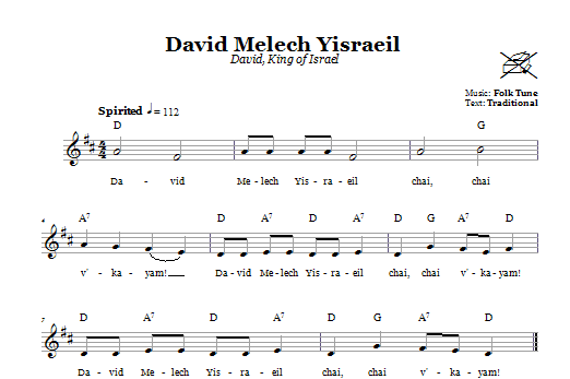 Folk Tune David Melech Yisraeil (David, King Of Israel) sheet music notes and chords arranged for Lead Sheet / Fake Book