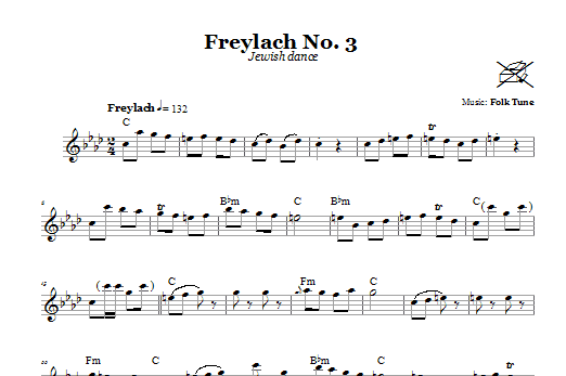 Folk Tune Freylach No. 3 (Jewish Dance) sheet music notes and chords arranged for Lead Sheet / Fake Book